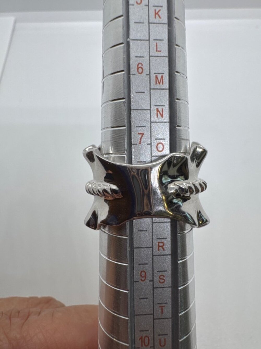 Michelle Albala Jadeite Ring 925 Sterling Silver White Topaz Wide Ruffle Size 8 - Picture 6 of 9